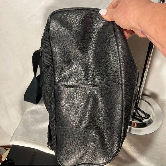Cole Haan Black Pebbled Leather Backpack - Picture 9 of 16